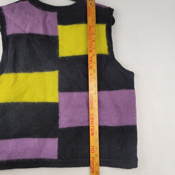 Catherine Stewart Block Stripe Sweater Vest Size L Wool Classic BellePointe Inc - Picture 9 of 10